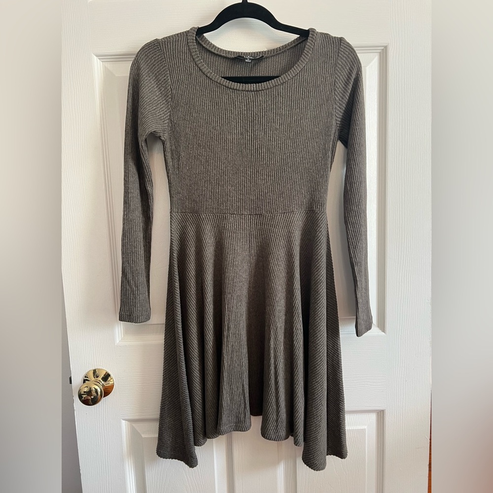 Lulu's Taupe Ribbed Knit Dress